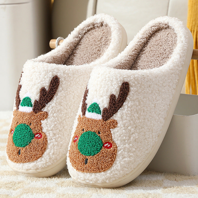 Christmas Reindeer Plush Indoor Slippers