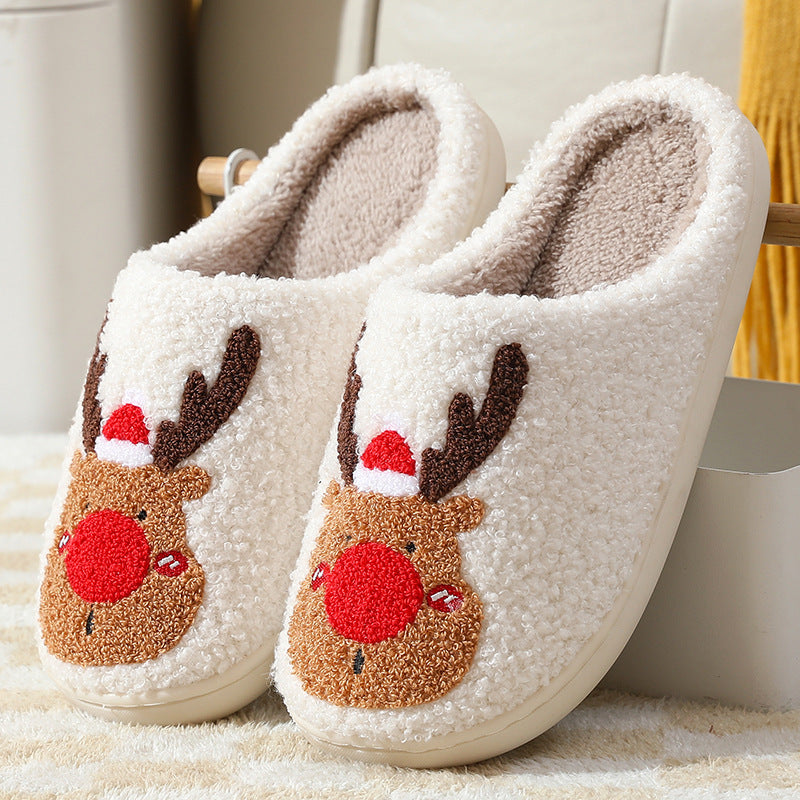 Christmas Reindeer Plush Indoor Slippers