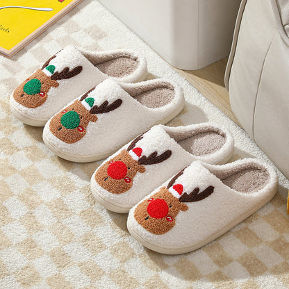 Christmas Reindeer Plush Indoor Slippers