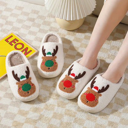 Christmas Reindeer Plush Indoor Slippers